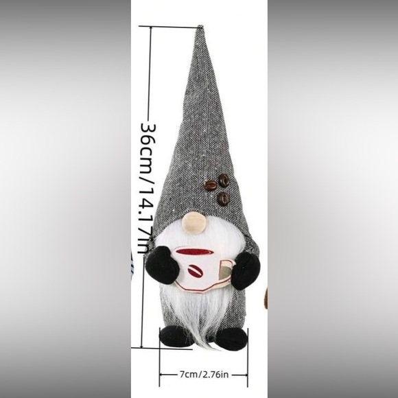 NWT Adorable Adjustable Hat- Gray Coffee ☕️ Gnome Decoration - Picture 11 of 14